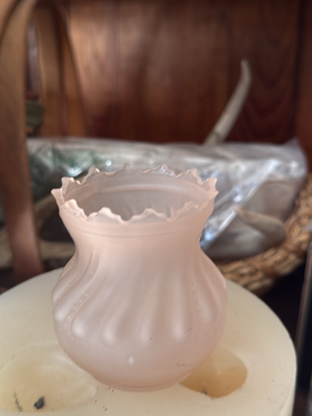 Pink Frosted Glass Votive Holder - Home Accents